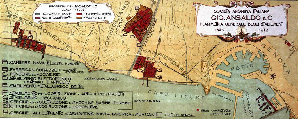 Planimetria generale degli Stabilimenti Gio.Ansaldo e C. di Genova 1846 1912